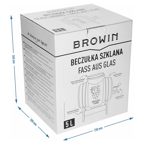 Sodček 5 L, steklen, s široko nalivno odprtino, zamaškom, podstavkom in pipico - 8