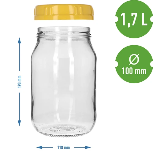 Kozarec TO 1,7 L z rumenim plastičnim pokrovčkom z ročajem, fi 100, 1 kos. - 4