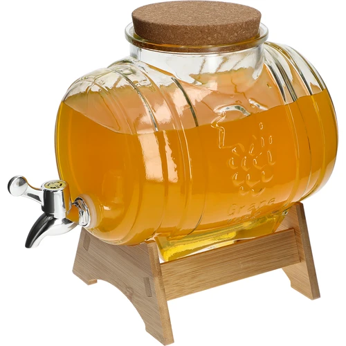 Steklen sodček 3 L s širokim vratom, zamaškom, podstavkom in pipico - 4