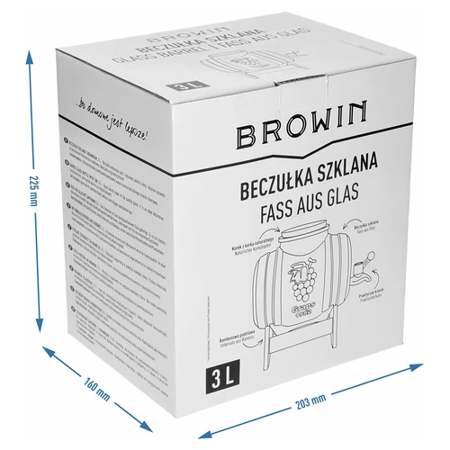 Steklen sodček 3 L s širokim vratom, zamaškom, podstavkom in pipico - 8