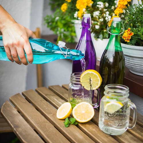 Steklena steklenica 1 L z hermetičnim zapiranjem - v različnih barvah - 5