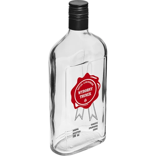 Steklenica 500 ml z navojnim pokrovčkom, potisk 'Wyborny Trunek', 1 kos. - 2
