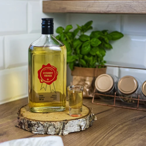 Steklenica 500 ml z navojnim pokrovčkom, potisk 'Wyborny Trunek', 1 kos. - 7