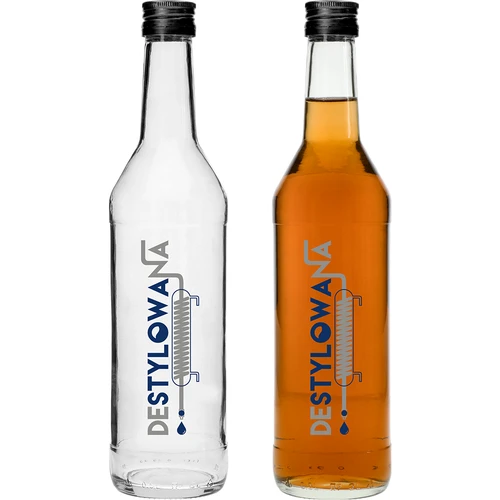 Steklenica 0,5 L z navojnim zamaškom in potiskom Destylowana - 4 kosi. - 3