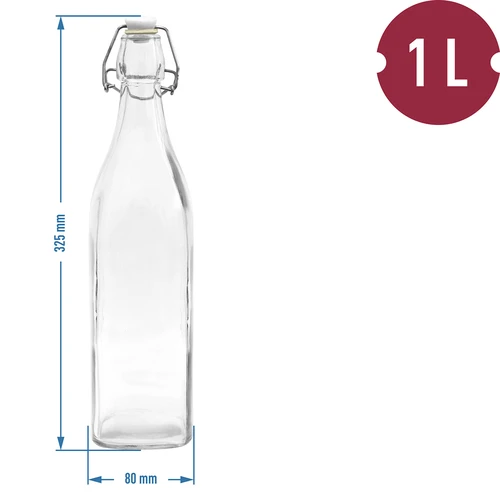 Steklenica 1 L s patentnim zapiranjem – kvadratna - 2