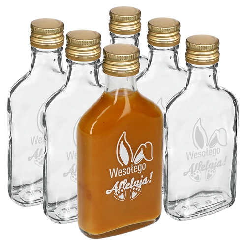 Steklenica 200 ml s pokrovčkom na navoj, potisk ZAJČJA UŠESA 6 kosov