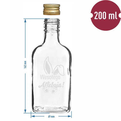 Steklenica 200 ml s pokrovčkom na navoj, potisk ZAJČJA UŠESA 6 kosov - 6