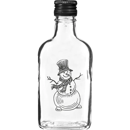 Steklenica 200 ml z navojnim zamaškom, potisk »Božični sneženi mož«, 6 kosov.