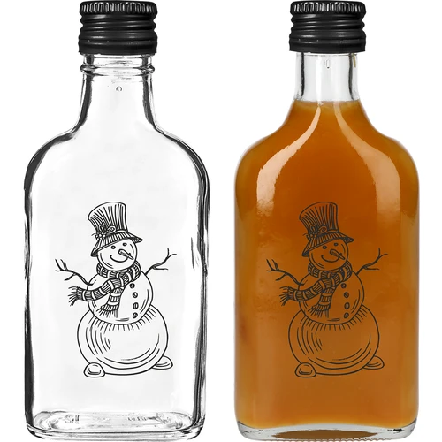 Steklenica 200 ml z navojnim zamaškom, potisk »Božični sneženi mož«, 6 kosov. - 2