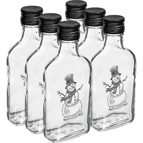 Steklenica 200 ml z navojnim zamaškom, potisk »Božični sneženi mož«, 6 kosov. - 4