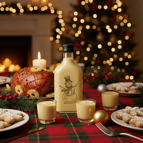 Steklenica 200 ml z navojnim zamaškom, potisk »Božični sneženi mož«, 6 kosov. - 6