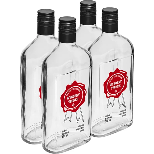 Steklenica 500 ml z navojnim pokrovčkom in dvobarvnim potiskom "Izvrsten napitek" - 4 kosi - 2