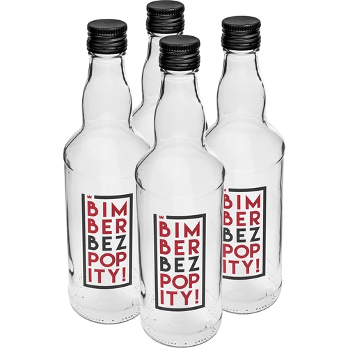 Steklenica 500 ml z navojnim zamaškom in dvobarvnim potiskom Bimber Bez Popity - 4 kos. - 2