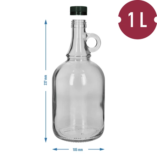 Steklenica Gallone 1L s pokrovčkom, brez opleta - 4