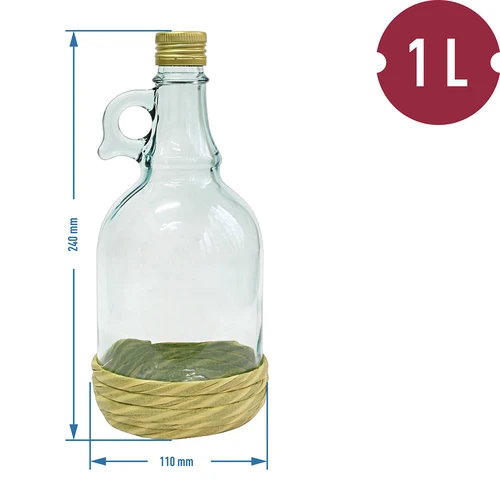 Steklenica Gallone 1L v pletenem opletu, z navojnim zamaškom - 3