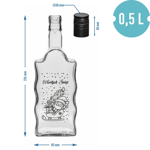 Steklenica Klasztorna 500 ml z navojnim pokrovčkom, potisk »Božiček«, 1 kos. - 5