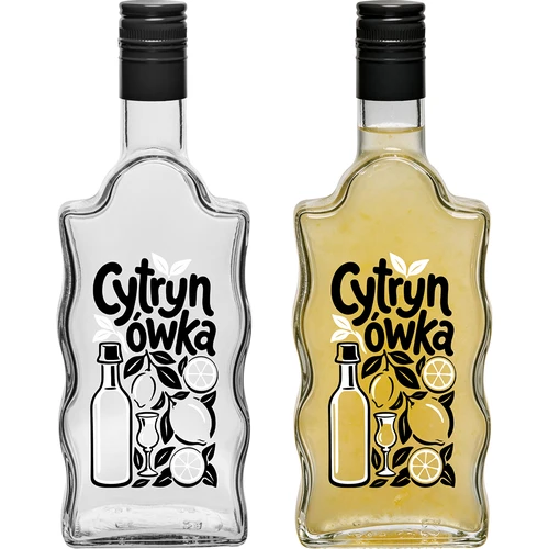 Steklenica Klasztorna 500 ml z navojnim pokrovčkom in potiskom »Cytrynówka«, vzorec 1 - 3