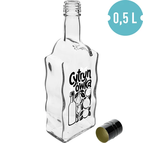 Steklenica Klasztorna 500 ml z navojnim pokrovčkom in potiskom »Cytrynówka«, vzorec 1 - 2