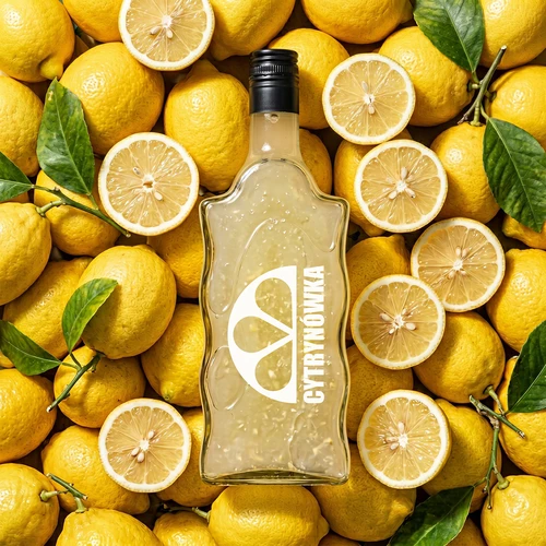 Steklenica Klasztorna 500 ml z navojnim zamaškom in potiskom »Cytrynówka«, vzorec 2 - 6