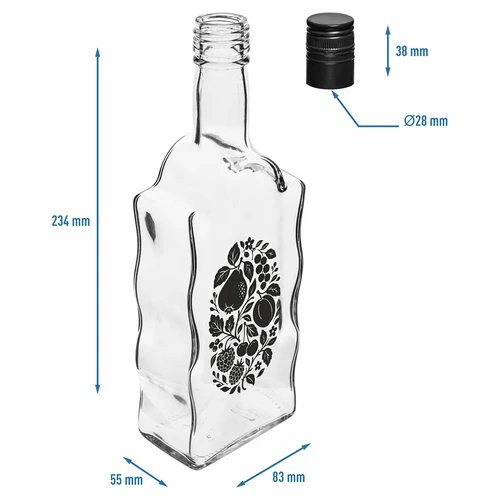 Steklenica Klasztorna 500 ml z navojnim zamaškom in potiskom »Sadje«, vzorec 1 - 5