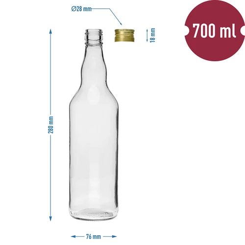 Steklenica „Monopol” 700 ml s pokrovčkom na navoj - 4 kos. - 6