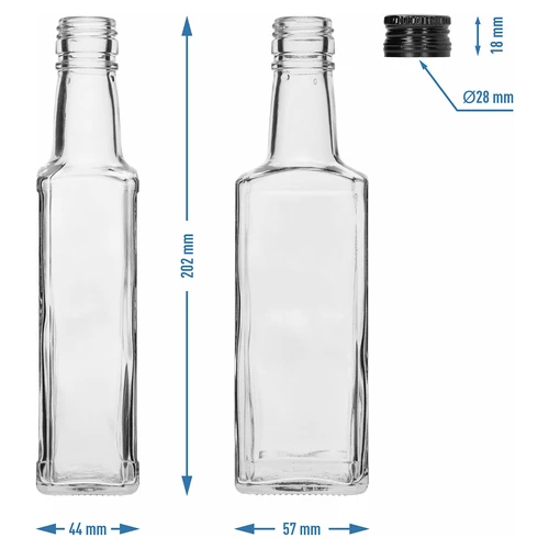 Steklenica Receptura 250 ml, s črnim pokrovčkom, 1 kos - 6