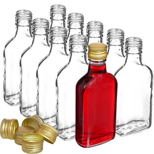 Steklenica za likerje ploska z navojnim zamaškom 200 ml 10 kosov - 2