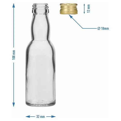 Steklenička »Malček« z zlatim navojnim pokrovčkom, 40 ml, 10 kosov - 8