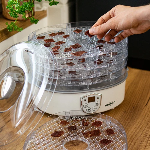 Sušilnik za gobe, sadje, zelenjavo in zelišča z nastavitvijo temperature, 240 W, prozoren - 17