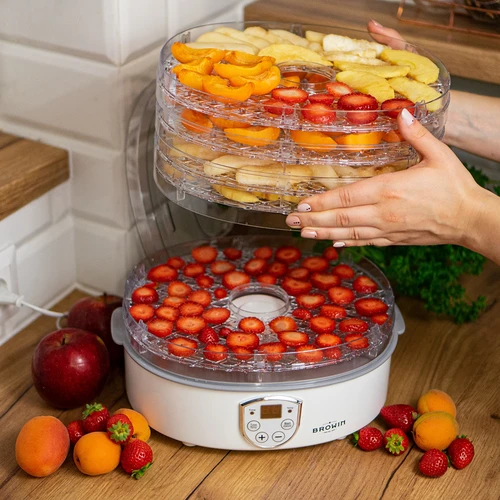 Sušilnik za gobe, sadje, zelenjavo in zelišča z nastavitvijo temperature, 240 W, prozoren - 15