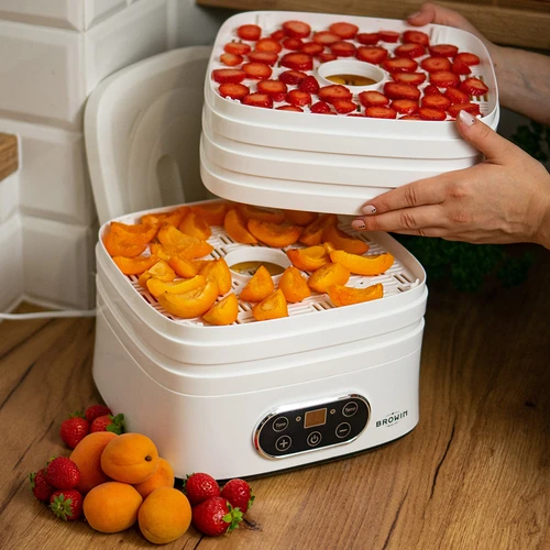 Sušilnik za gobe, sadje, zelenjavo in zelišča z nastavljivo temperaturo, 240 W, bel - 20