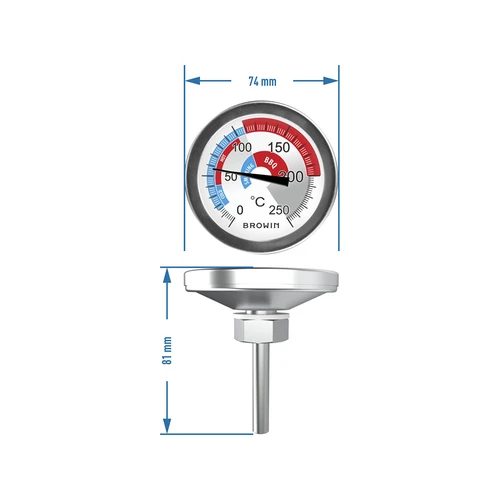 Termometer za prekajevalnico in BBQ (0°C do +250°C) 5,7cm - 6