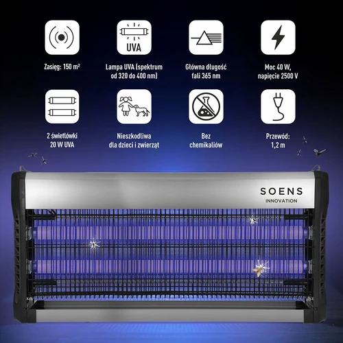 UVA svetilka proti insektom 40 W, srebrna - 6