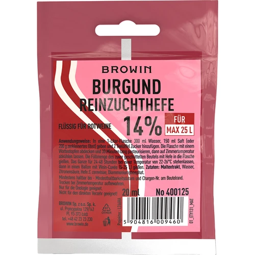 Vinske kvasovke Burgund, 20 ml DE/EN