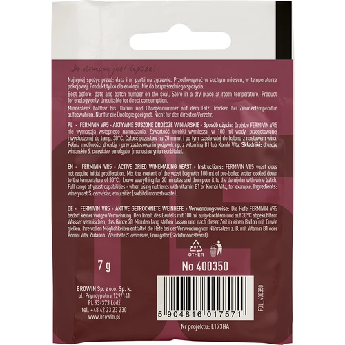 Vinski kvas Fermivin VR5, 7 g - 2