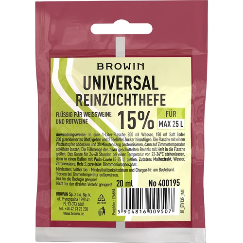 Vinski kvas univerzalni, 20 ml DE/EN  - 1 