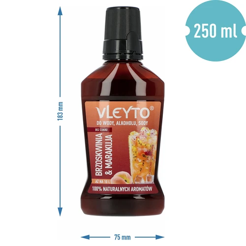 VLEYTO Breskev & Marakuja – okusna esenca z naravnimi aromami, 250 ml - 5