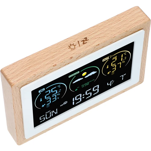 Vremenska postaja (RCC,DCF) - elektronska, brezžična, osvetljena, tipalo, bela - 4