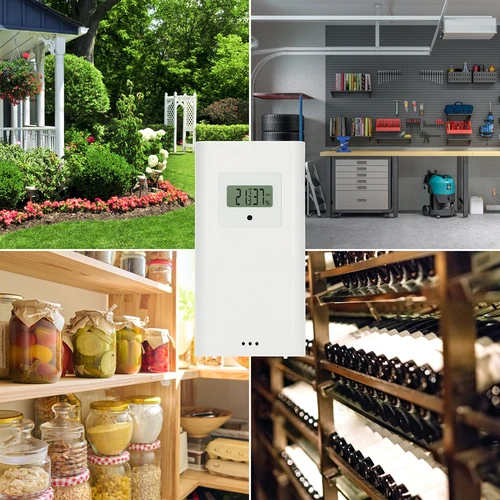 Vremenska postaja (RCC,DCF) - elektronska, brezžična, osvetljena, tipalo, bela - 12