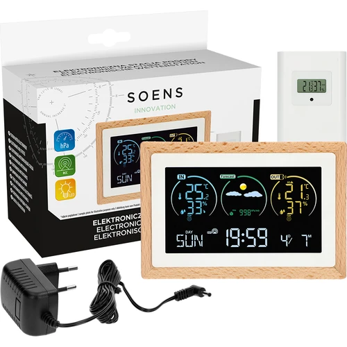 Vremenska postaja (RCC,DCF) - elektronska, brezžična, osvetljena, tipalo, bela - 7