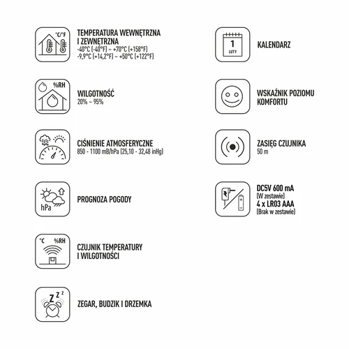 Vremenska postaja (RCC,DCF) - elektronska, brezžična, osvetljena, tipalo, bela - 9