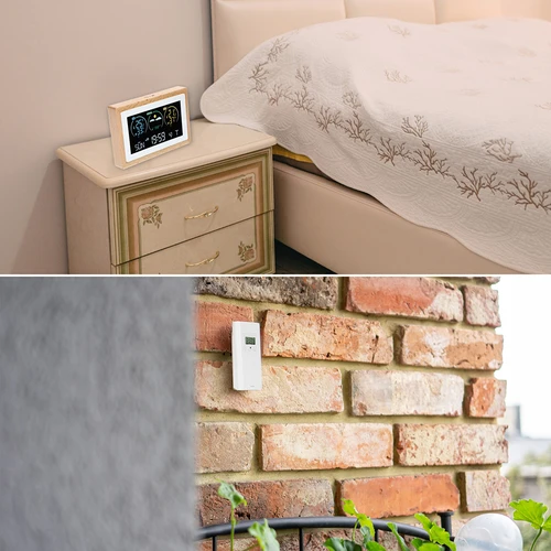 Vremenska postaja (RCC,DCF) - elektronska, brezžična, osvetljena, tipalo, bela - 11