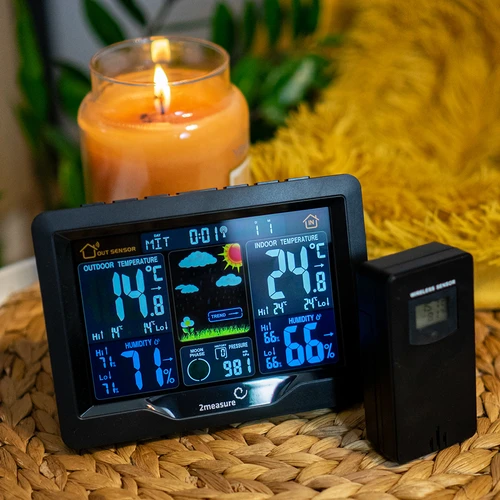 Vremenska postaja RCC, DCF – elektronska, z osvetlitvijo, brezžična, s senzorjem, črna - 13