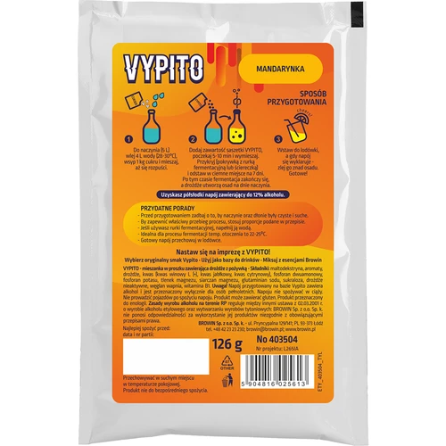 VYPITO 12 %, vrečka za 18 drinkov - Mandarina, 126 g - 2
