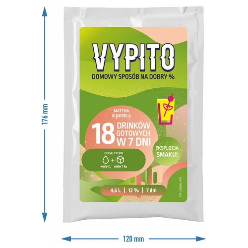 VYPITO 12%, vrečka za 18 drinkov - Matcha-Marelica, 126g - 4