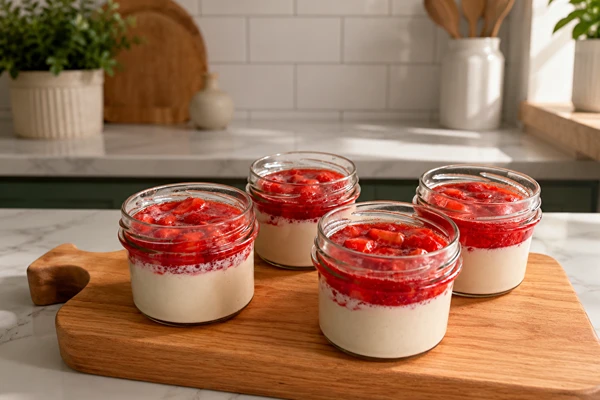 Veganska panna cotta z jagodami