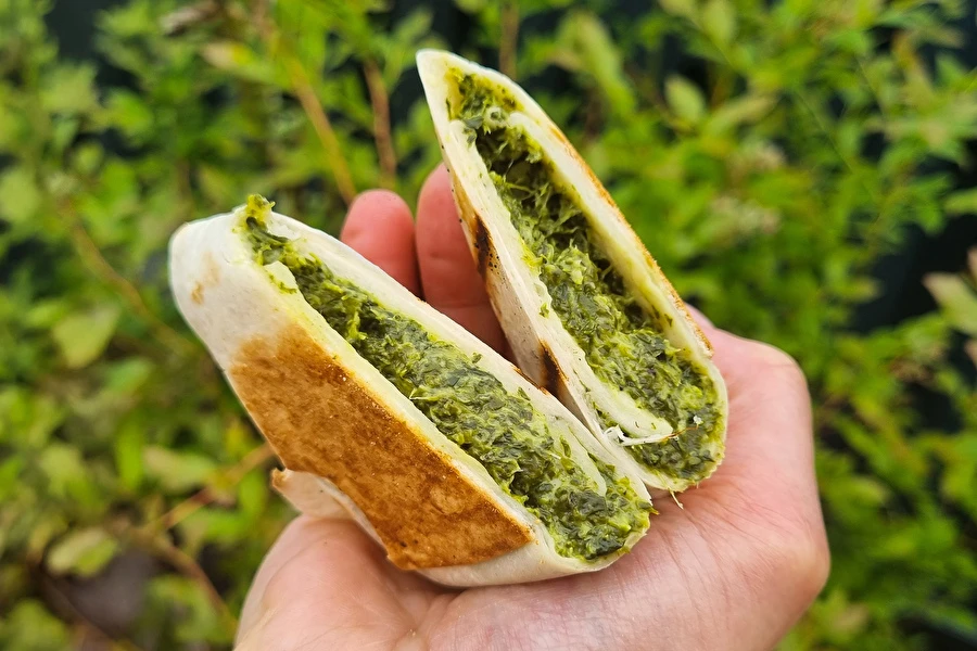 Tortilje z žara s špinačo in feto